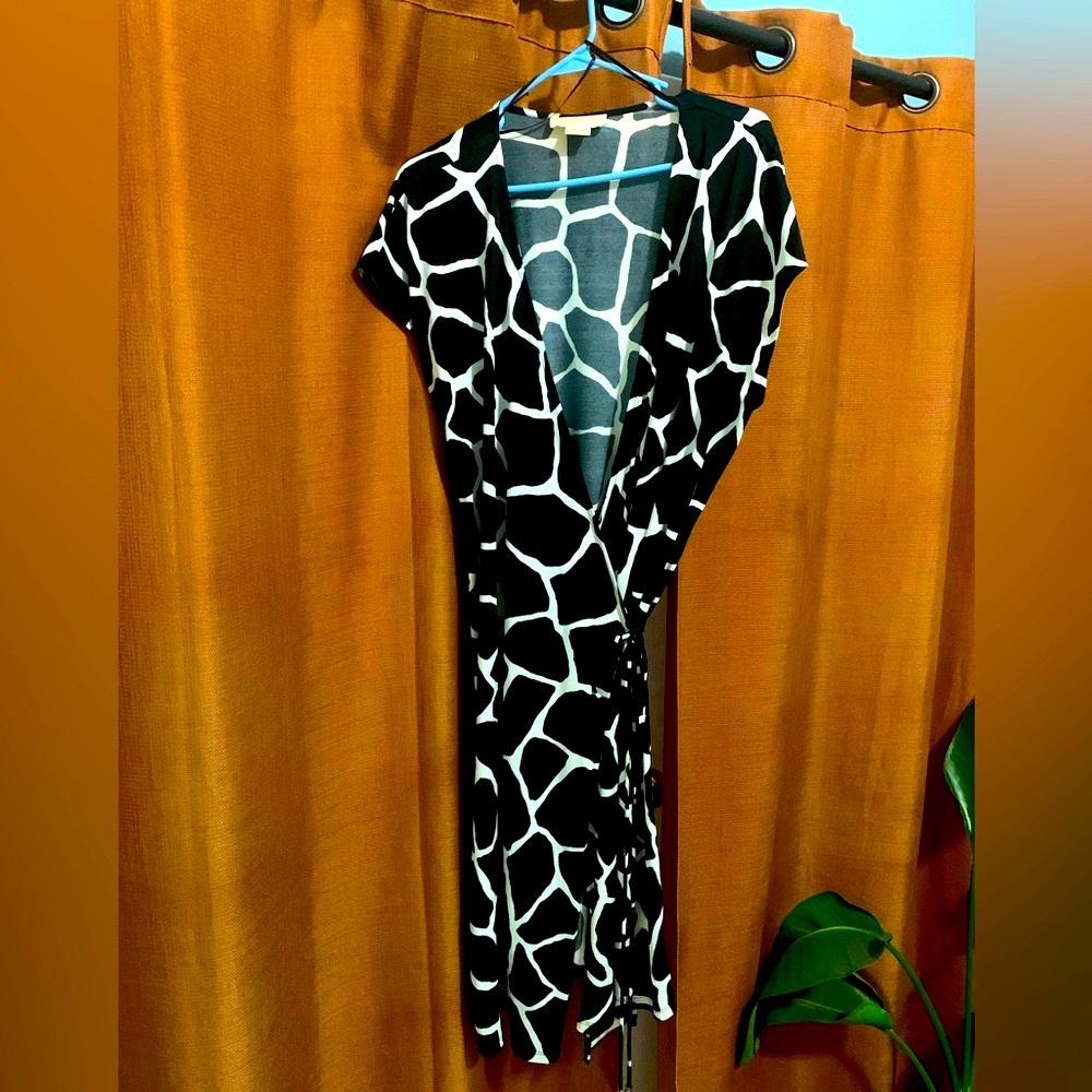 Michael Kors knee length black/white animal print dress.